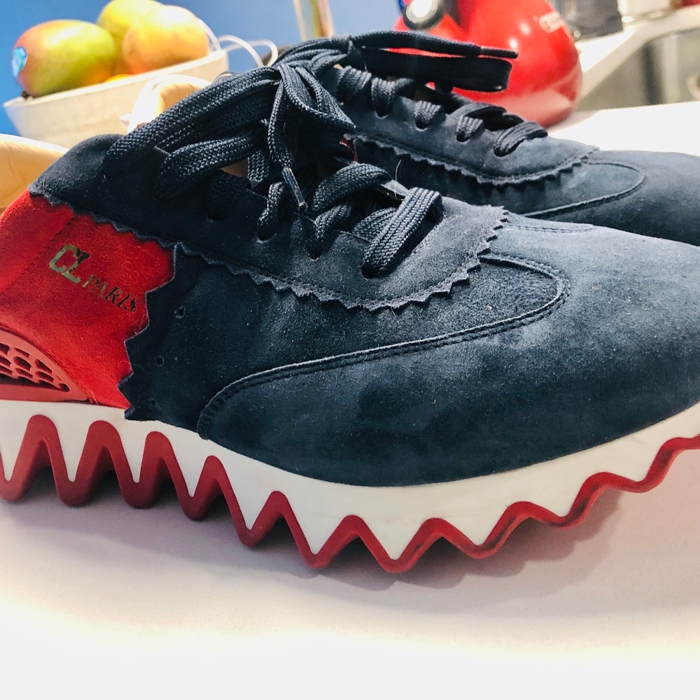 Christian Louboutin Loubishark Sneaker Blue/Red Mens Size 11 Euro Size 44.5